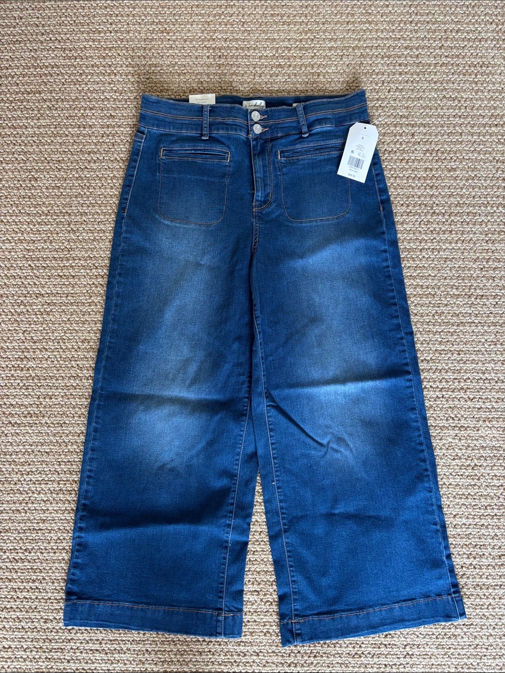 Wonderly Wide Leg Jeans in Dark Blue Denim